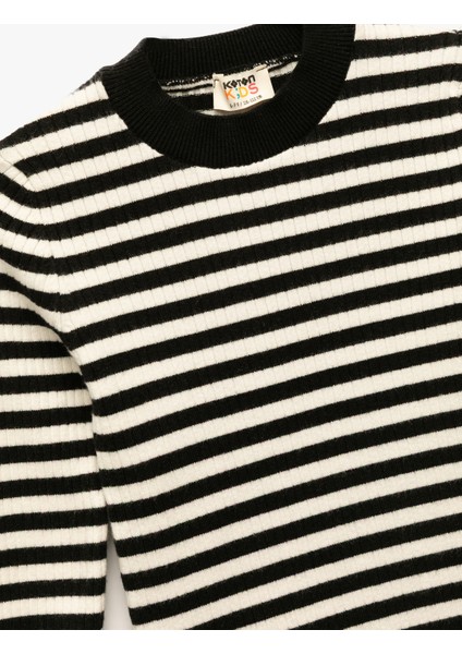 Uzun Kollu Bisiklet Yaka Çizgili Triko Kazak modelleri