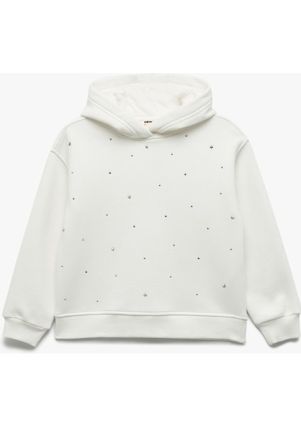 Şardonlu Uzun Kollu Oversize Kapşonlu Sweatshirt