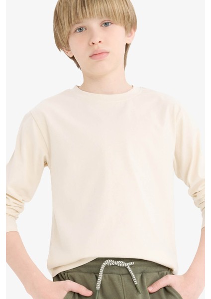 Bej Erkek Çocuk Uzun Kollu T-Shirt K1686A6/BG734