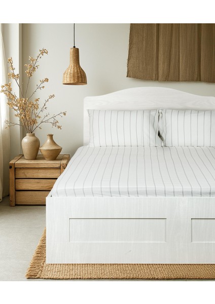 Cotton Collection Tek Kişilik Çizgili Çarşaf Seti Rayuna