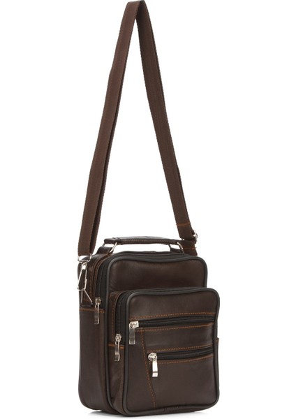 Erkek Kahverengi Hakiki Deri Çapraz Uzun Askılı El ve Omuz Çantası NEW100 indirimleri