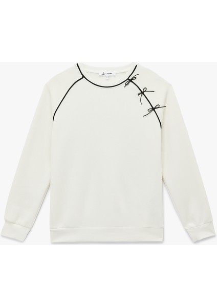 Uzun Kollu Fiyonklu Bisiklet Yaka Oversize Sweatshirt