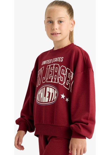 Kız Çocuk 2'li Takım Baskılı Sweatshirt Eşofman Altı E6416A825AU fırsatları