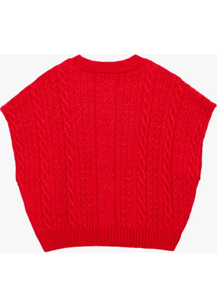 Bisiklet Yaka Kolsuz Saç Örgü Dokulu Triko Süveter fiyatları