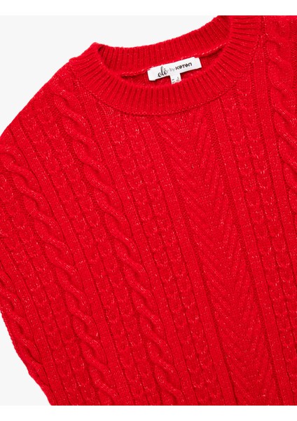 Bisiklet Yaka Kolsuz Saç Örgü Dokulu Triko Süveter modelleri