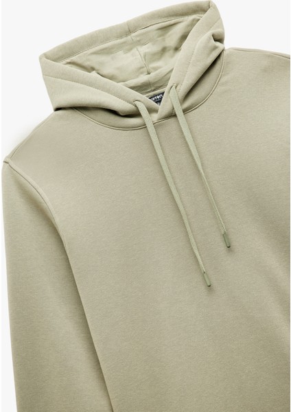 Şardonlu Uzun Kollu Basic Kapşonlu Sweatshirt indirimleri
