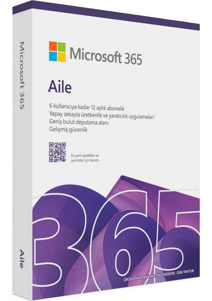 Office 365 Aile EP2-36884 Türkçe Kutulu Ofis Yazılımı (6 Kullanıcı)