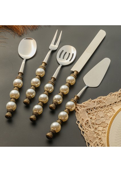 Roy Kıng Sedefli 5 Parça Servis Seti Antik