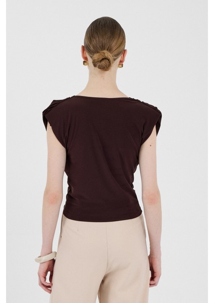 Acı Kahve Vatkalı Degaje Yaka Bluz 2509 indirimleri