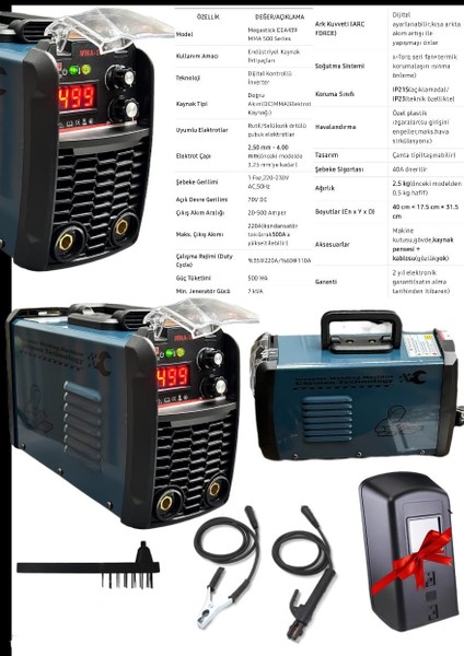 MMA-500 Series Invertor Dijital Kaynak Makinası EEA439