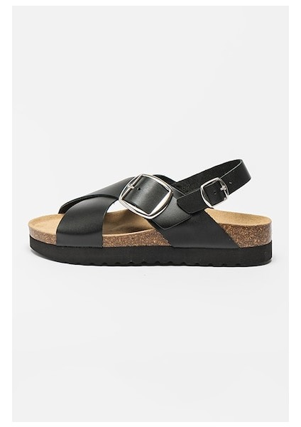 Crossed Bands Kadın Siyah Sandalet
