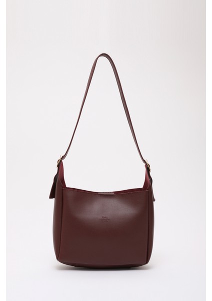 Bordo SHK158 Suni Deri Tek Bölmeli Askılı Çıtçıtlı Çapraz Kol ve Omuz Çantası