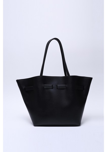 Siyah SHK159 Suni Deri, Astarlı, Çıtçıtlı, Kilit Detaylı El, Kol ve omuz çantası modelleri