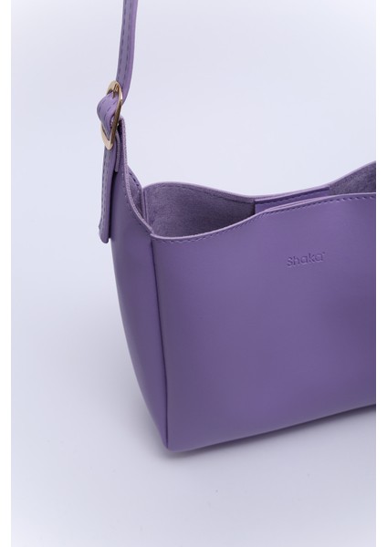 Lila SHK158 Suni Deri Tek Bölmeli Askılı Çıtçıtlı Çapraz Kol ve Omuz Çantası