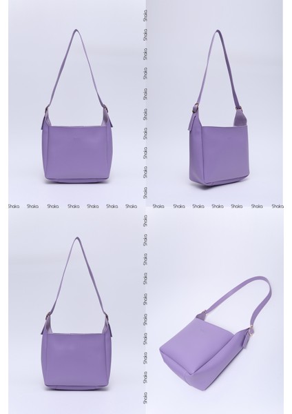 Lila SHK158 Suni Deri Tek Bölmeli Askılı Çıtçıtlı Çapraz Kol ve Omuz Çantası