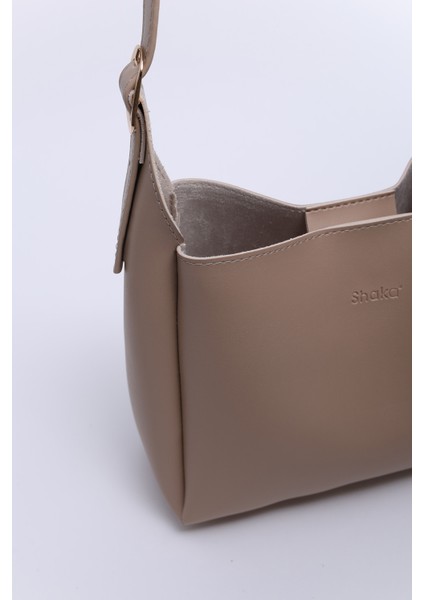 Vizon SHK158 Suni Deri Tek Bölmeli Askılı Çıtçıtlı Çapraz Kol ve Omuz Çantası