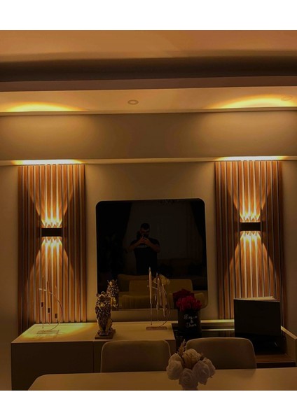 240 cm 12 Adet Kendinden Yapışkanlı Dekoratif Çıta - Teak Rengi - 8 mm Kalınlık