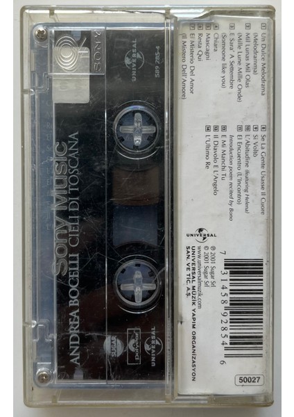Andrea Bocelli Cieli Di Toscana Kaset (Orjnal Dönem Baskı Kaset) fiyatları