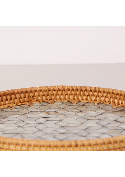Mylamp Abstract 25X3 cm Sedefli Rattan Tepsi & Duvar Dekoru modelleri
