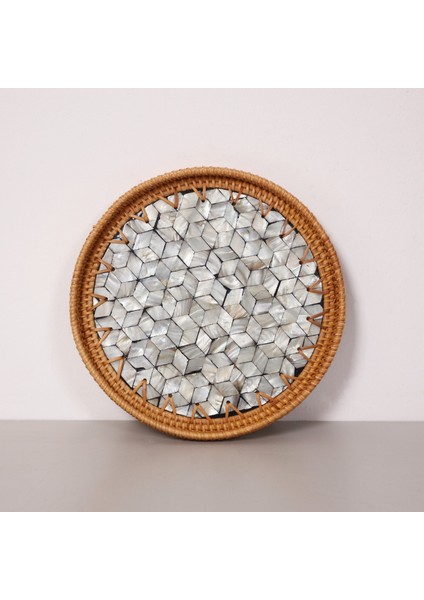 Mylamp Abstract 25X3 cm Sedefli Rattan Tepsi & Duvar Dekoru fırsatları