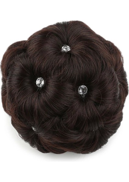 Taşlı Topuz Toka - Koyu Kahve