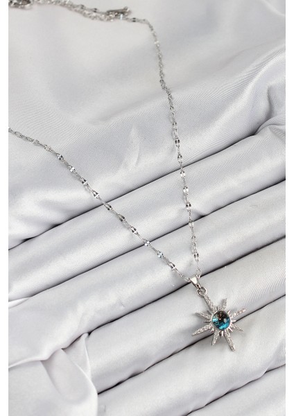 316L Çelik Zirkon Taşlı Kutup Yıldızı Model Gümüş Renk Kadın Kolye - TJ-BKO10443 fiyatları