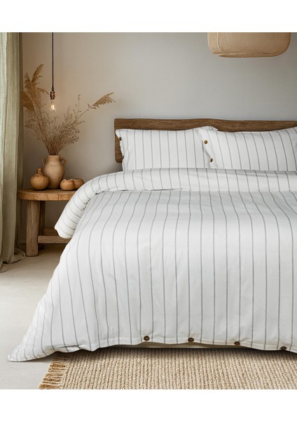 Cotton Collection Tek Kişilik Çizgili Nevresim Seti Rayuna