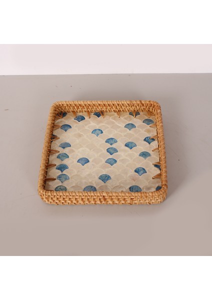 Mylamp Kare Damla 23X23X3 cm Sedefli Rattan Tepsi & Duvar Dekoru fiyatları