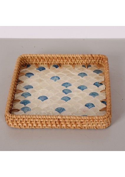 Mylamp Kare Damla 23X23X3 cm Sedefli Rattan Tepsi & Duvar Dekoru modelleri