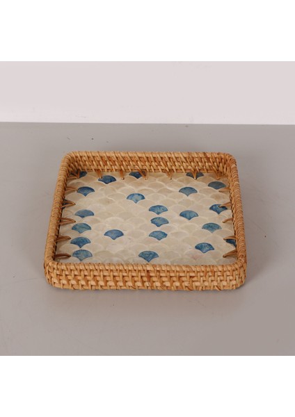 Mylamp Kare Damla 23X23X3 cm Sedefli Rattan Tepsi & Duvar Dekoru fırsatları