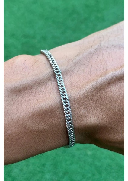 Yassı Sık Aralıklı Ince Erkek Çelik Zincir Kolye ve Bileklik Set 3mm ECK13S fırsatları