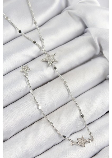 Pirinç Zirkon Taşlı Yıldız Model Gold Renk Y Kolye - TJ-BKO10455