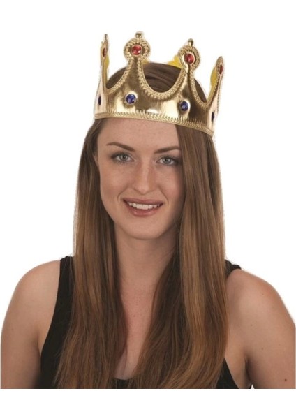 Altın Renk Kumaş Malzemeden Imal Yetişkin ve Çocuk Kral Tacı 55 cm (4887) modelleri
