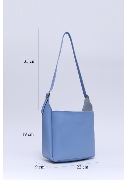 Mavi SHK158 Suni Deri Tek Bölmeli Askılı Çıtçıtlı Çapraz Kol ve Omuz Çantası fiyatları