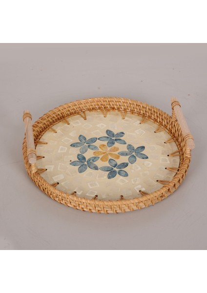 Mylamp Arus 24X6 cm Sedefli Rattan Tepsi & Duvar Dekoru modelleri