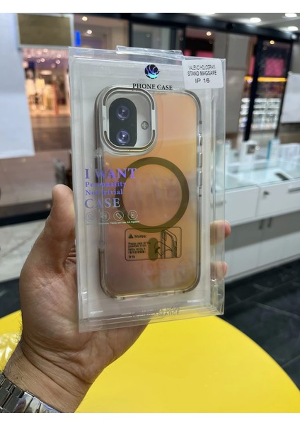 Iphone 16 Hologramlı Kamera Kısmı Açılabilir Standlı Premium Kapak