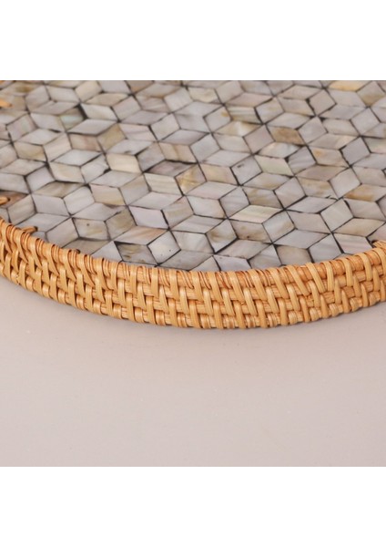 Mylamp Abstract 30X3 cm Sedefli Rattan Tepsi & Duvar Dekoru fırsatları