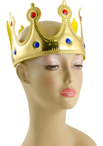 Altın Renk Kumaş Malzemeden Imal Yetişkin ve Çocuk Kral Tacı 55 cm (4887) fırsatları