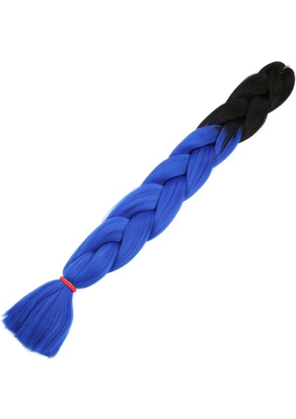 Afrika Örgüsü ve Rasta İçin Sentetik Ombreli Saç - Siyah - Koyu Mavi Ombreli