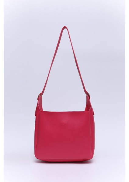 Fuşya SHK158 Suni Deri Tek Bölmeli Askılı Çıtçıtlı Çapraz Kol ve Omuz Çantası