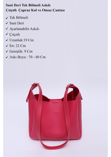 Fuşya SHK158 Suni Deri Tek Bölmeli Askılı Çıtçıtlı Çapraz Kol ve Omuz Çantası modelleri