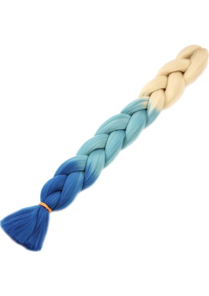 Afrika Örgüsü ve Rasta İçin Sentetik Ombreli Saç - Platin - Turkuaz Mavi - Koyu Mavi