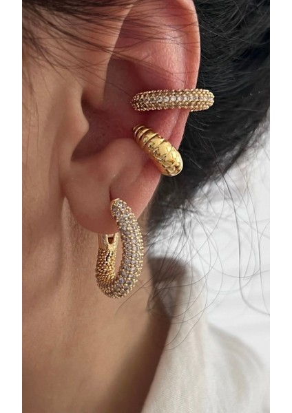 Çelik Altın Taşlı Balencia Küpe fiyatları