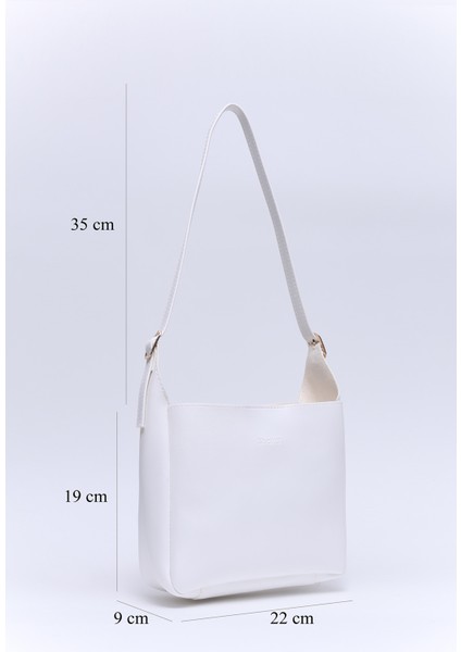Beyaz SHK158 Suni Deri Tek Bölmeli Askılı Çıtçıtlı Çapraz Kol ve Omuz Çantası fiyatları