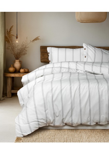 Cotton Collection Tek Kişilik Çizgili Nevresim Seti Seroya
