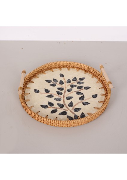 Mylamp Zeytin 28X6 Sedefli Rattan Tepsi & Duvar Dekoru modelleri