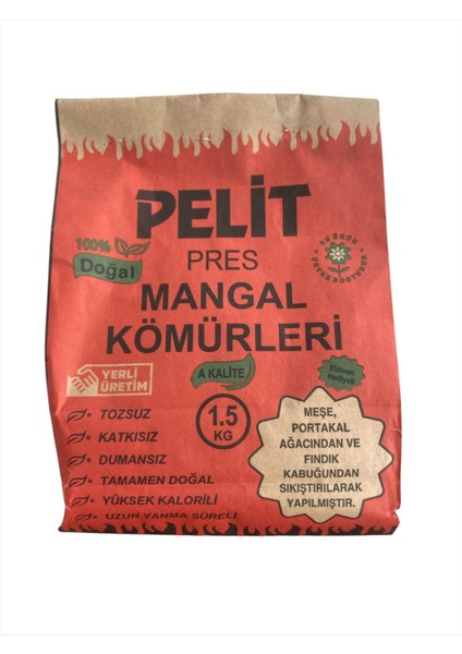1,5 kg Pelit Pres Mangal Kömürü %100 Doğal modelleri