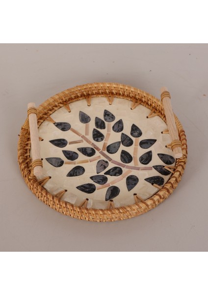 Mylamp Zeytin 22X6 Sedefli Rattan Tepsi & Duvar Dekoru modelleri
