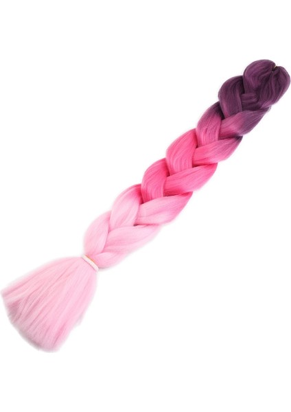 Afrika Örgüsü ve Rasta İçin Sentetik Ombreli Saç - Koyu Pembe - Pembe - Açık Pembe