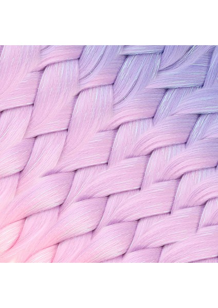 Simli Lila - Pembe - Şeker Pembesi Ombreli Örgülük Saç 100 Gr. fiyatları